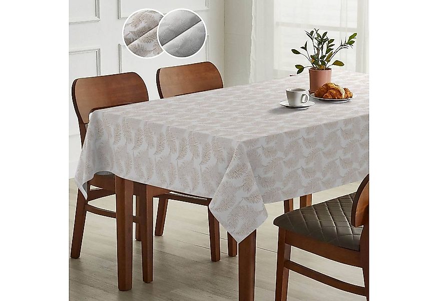ANRO Tischdecke aus feinem Stoff exklusiv Veredelung Tischtuch Edelmetall T günstig online kaufen