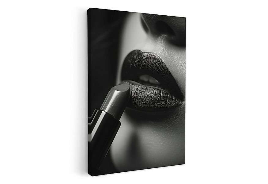 OneMillionCanvasses® Leinwandbild Frau - Lippenstift - Schwarz und weiß - M günstig online kaufen