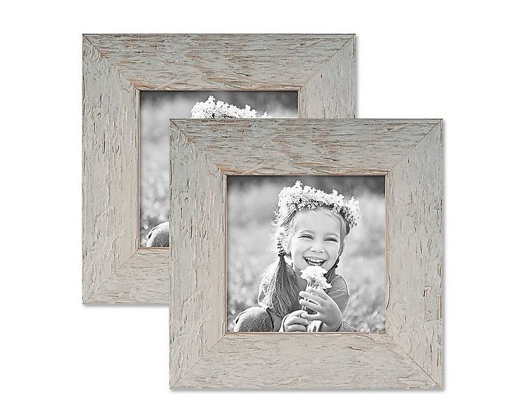 PHOTOLINI Bilderrahmen 2er Set Strandhaus Rustikal Massivholz günstig online kaufen