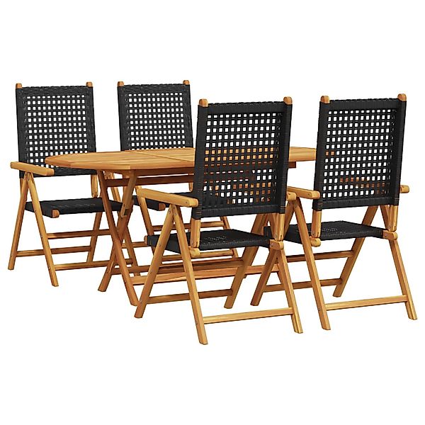 vidaXL 5-tlg Garten-Essgruppe Schwarz Massivholz Akazie & Poly Rattan 33757 günstig online kaufen