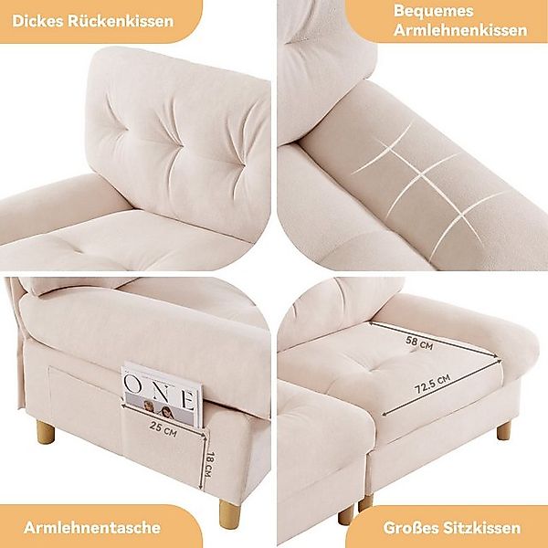 HAUSS SPOLE Sofa Ecksofa Polstersofa mit 20cm dicken Kissen, Teddy-Stoff, B günstig online kaufen