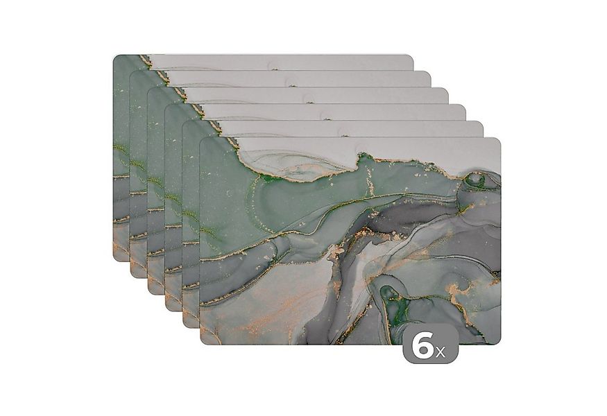 Platzset Gold - Marmor - Grün - Luxus, (6-St), Tischset Platzset Platzdeckc günstig online kaufen