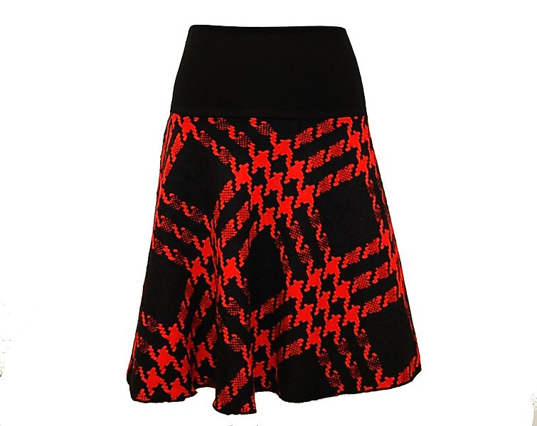 dunkle design A-Linien-Rock Boucle Schwarz Rot Hahnentritt Salz Pfeffer ela günstig online kaufen