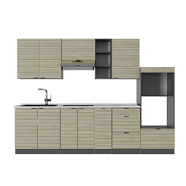 Vicco Fame-Line Küchenzeile Eiche Paneel/Anthrazit 280 cm ohne Arbeitsplatt günstig online kaufen