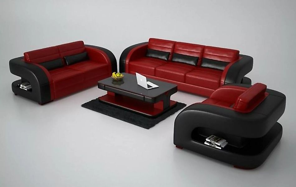 JVmoebel Sofa Schwarz-Rote Sofagarnitur 3+1+1 Sitzer Designer Möbel Modern, günstig online kaufen