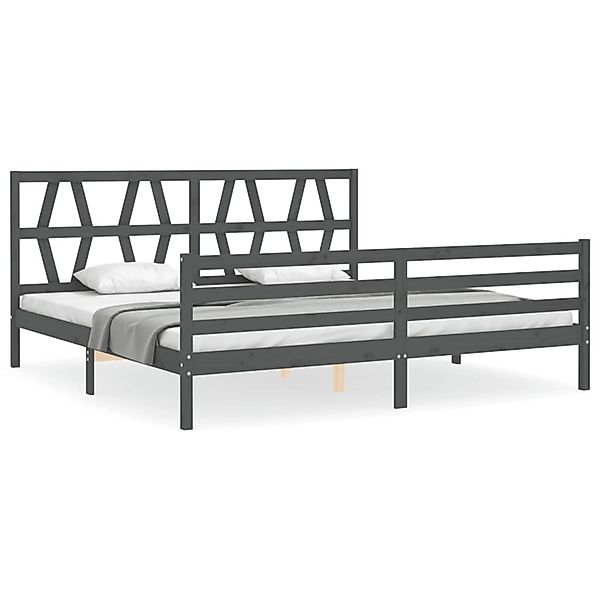 vidaXL Massivholzbett mit Kopfteil Grau 200x200 cm 3194398 günstig online kaufen