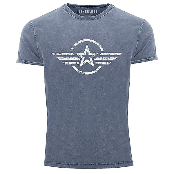 Neverless Print-Shirt Herren Vintage Shirt Airforce günstig online kaufen