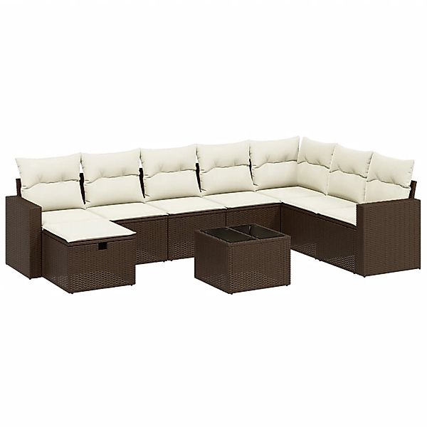 vidaXL 9-Tlg Garten-Sofagarnitur mit Kissen Braun Poly Rattan 3263599 günstig online kaufen