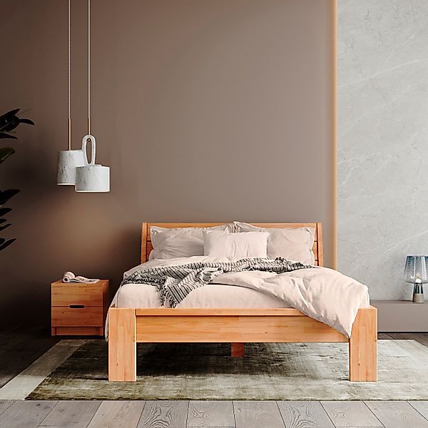 Krok Wood Massivholzbett Alice in Buche mit Kopfteil günstig online kaufen