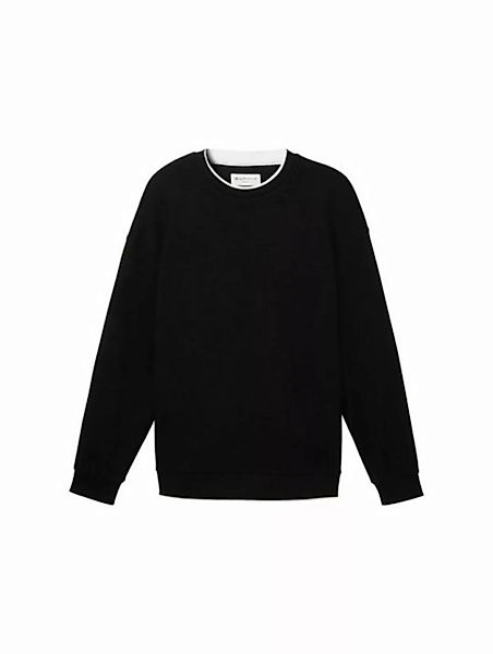 TOM TAILOR Denim Sweatshirt relaxed 2in1 structured sweat, Black günstig online kaufen
