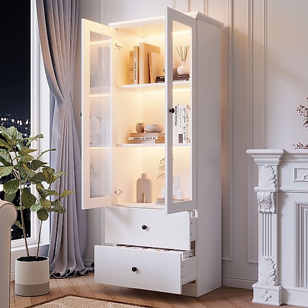 BlingBin Vitrine Moderne Standvitrine Vitrinenschrank, Hochschrank günstig online kaufen