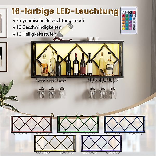 COSTWAY Weinregal, Wand mit LED, 2 günstig online kaufen