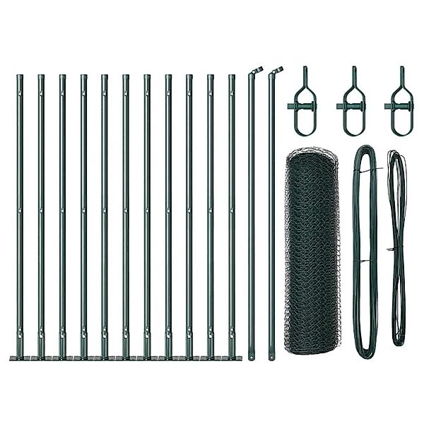 vidaXL Zaunpfosten Grün 25 x 0,6 m 13 mm Maschen Stahl und PVC 3353508 günstig online kaufen