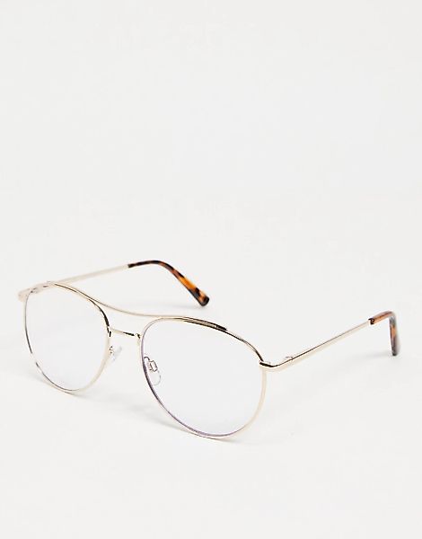 Vero Moda – Pilotenbrille mit Blaulichtfilter in Silber-Goldfarben günstig online kaufen