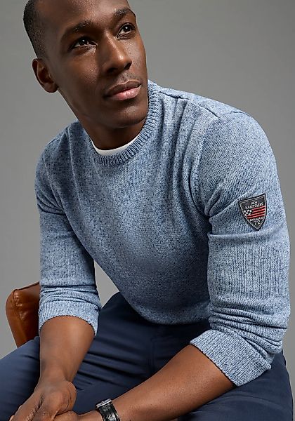 DELMAO Rundhalspullover "Neue Kollektion Sommerlicher Leinenanteil" Rundhal günstig online kaufen