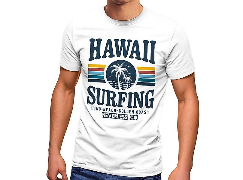 Neverless Print-Shirt Herren T-Shirt Hawaii Surfing Sommer Strand Palme Pri günstig online kaufen