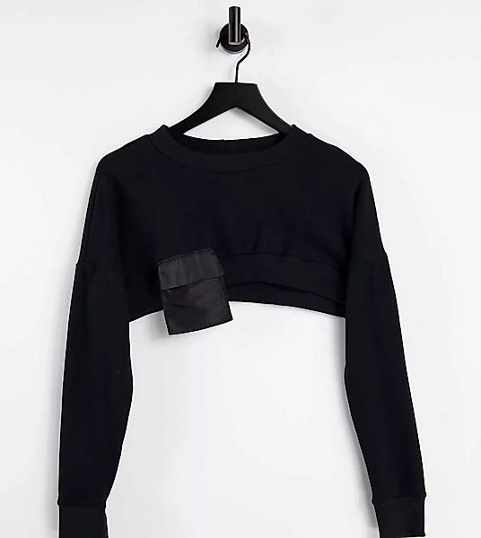 ASYOU – Kurz geschnittenes Utility-Sweatshirt in Schwarz-Neutral günstig online kaufen