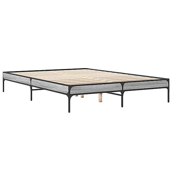 vidaXL Bettgestell Grau Sonoma 140x200 cm Holzwerkstoff und Metall 845019 günstig online kaufen