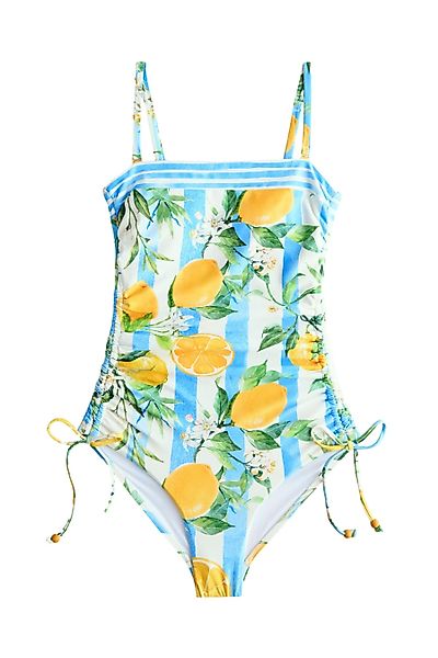 Next Badeanzug Bauchformender Bandeau-Badeanzug mit Beinrüschen günstig online kaufen