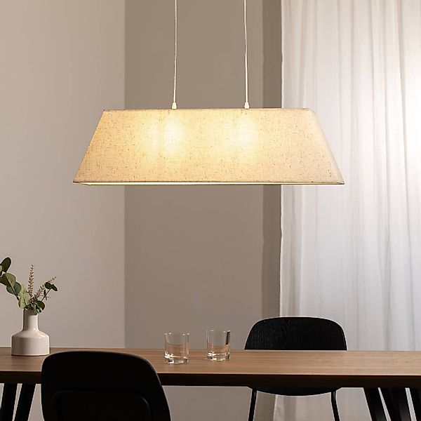 Hängeleuchte Miriel, 90 cm, Textil, Holz günstig online kaufen