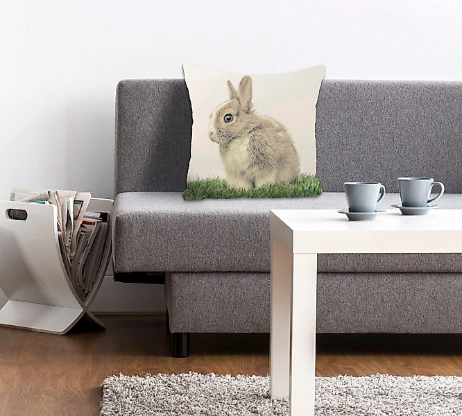 queence Dekokissen "Costas" mit einem Hasen auf der Wiese günstig online kaufen