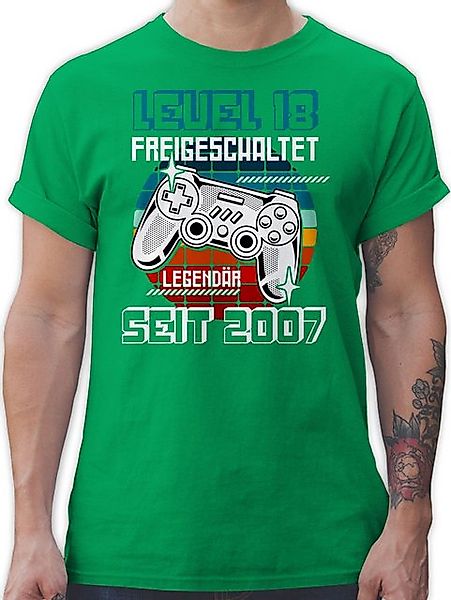 Shirtracer T-Shirt Geschenke 18 Geburtstag Geschenkidee - Level 18 freigesc günstig online kaufen