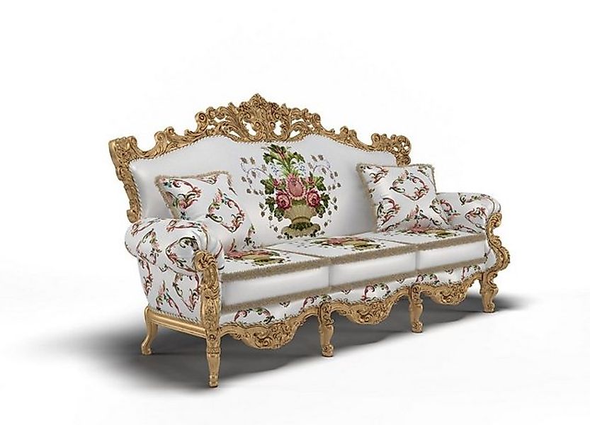 JVmoebel Sofa Klassisch Polster Sitz Couch Samt Textil 3 Sitzer Möbel Weiß, günstig online kaufen