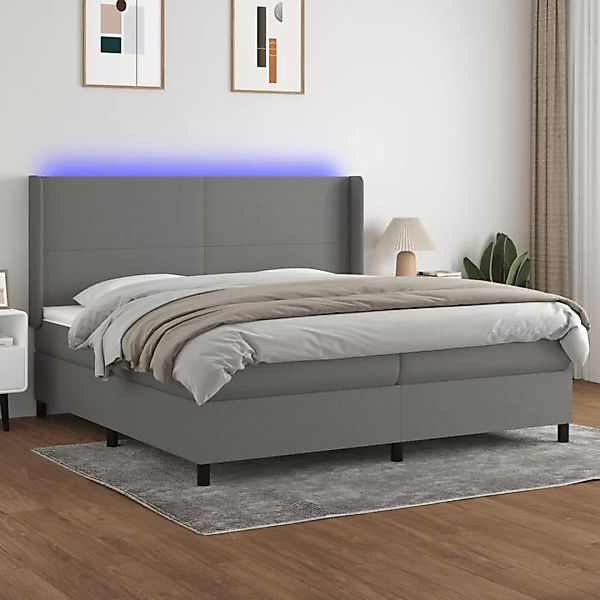 Vidaxl Boxspringbett Mit Matratze & Led Dunkelgrau 200x200 Cm Stoff günstig online kaufen