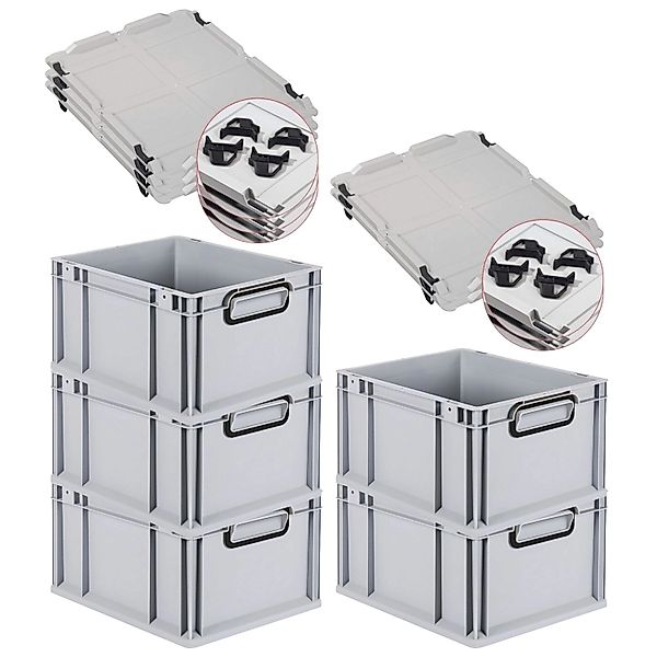 PROREGAL SparSet 5x Eurobox Nextgen Color Mit Auflagedeckel HxBxT 22x30x40c günstig online kaufen