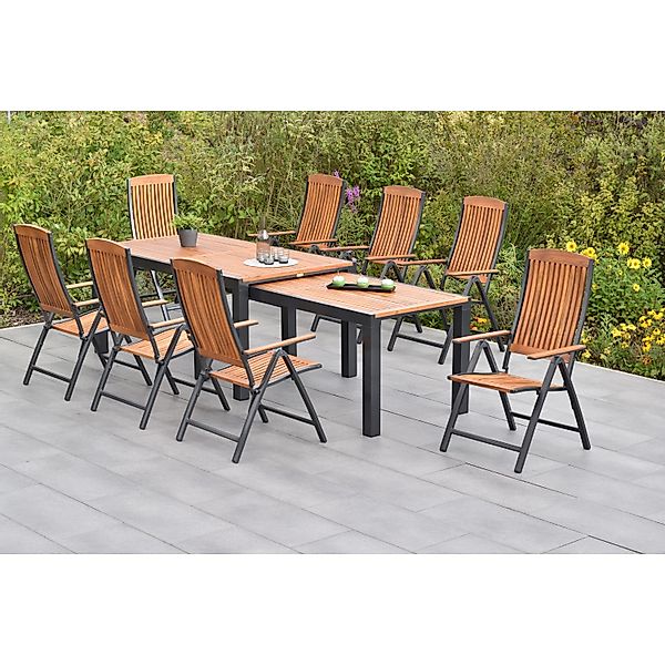 Merxx Athos Set 9-tlg. mit Flex-Gartentisch Ausziehbar 180/360 x 100 cm günstig online kaufen