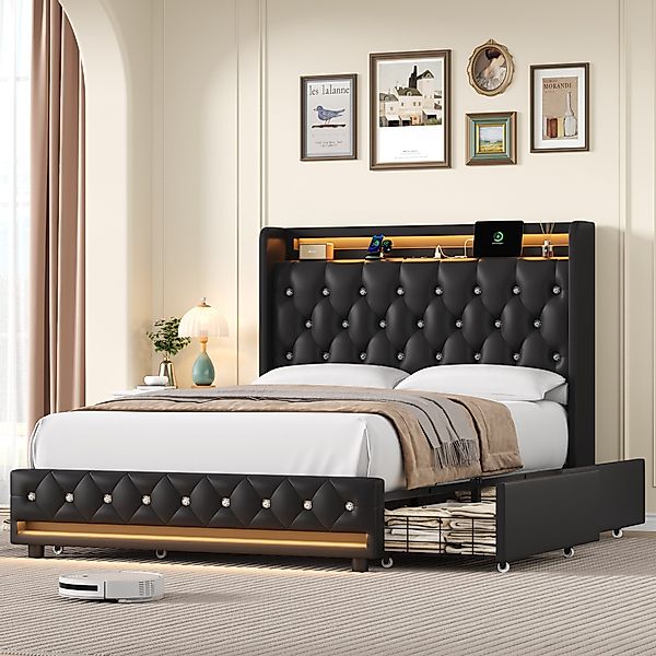 Homfa Polsterbett 140x200 Bett Doppelbett Bettgestell, günstig online kaufen