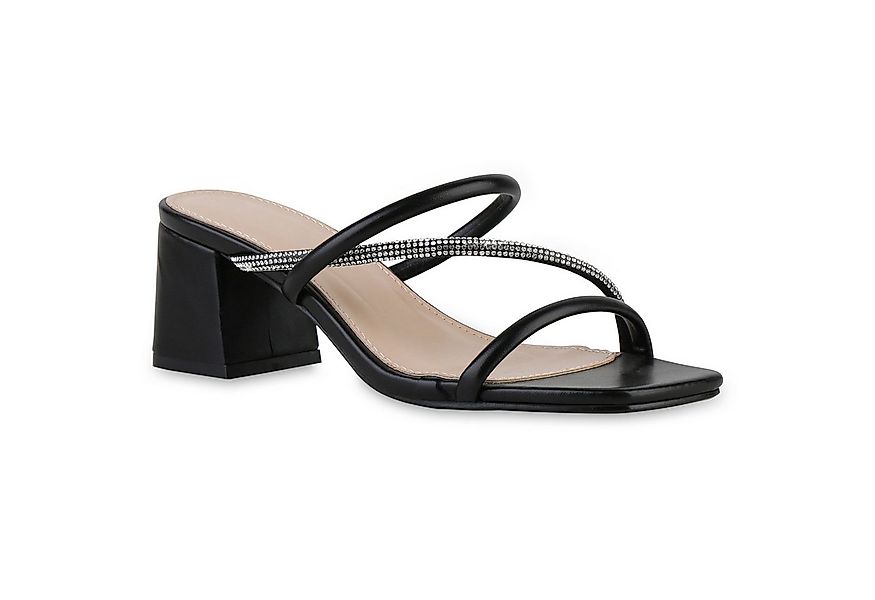 VAN HILL 841540 Sandalette Damen Pantoletten Sandaletten Strass Blockabsatz günstig online kaufen