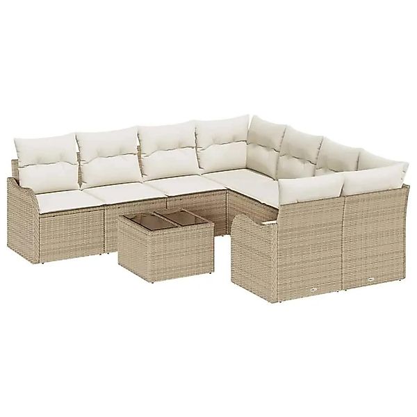 vidaXL Gartensofa-set mit Kissen mit Speicher 9-Tlg Beige und Creme 3354310 günstig online kaufen