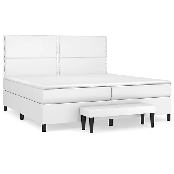 vidaXL Boxspringbett mit Matratze Weiß 200x200 cm Kunstleder 3137624 günstig online kaufen