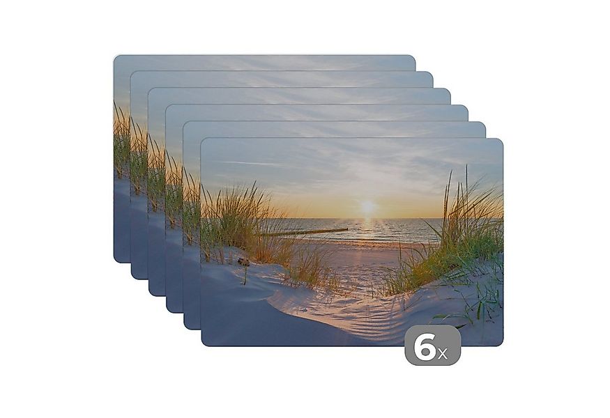 MuchoWow Platzset Strand - Sonne - Düne - Gras - Sand - Horizont, (6-St), P günstig online kaufen