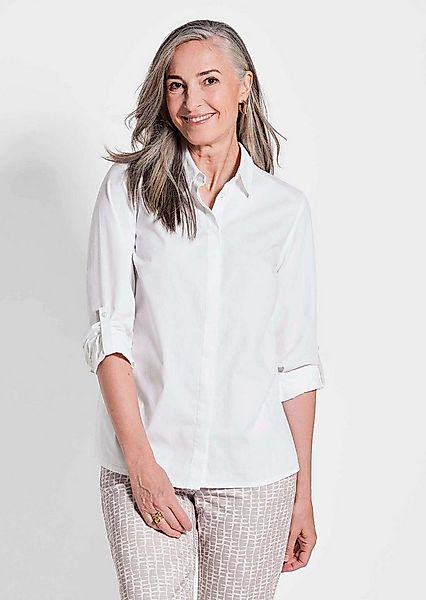 GOLDNER Hemdbluse Kurzgröße: Weiße Damenbluse im längeren Schnitt Länger ge günstig online kaufen