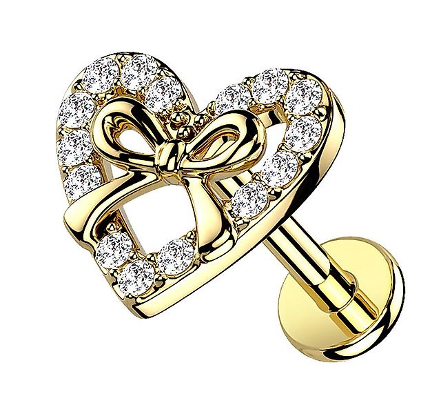 Taffstyle Piercing-Set Tragus Conch Piercing flach Kristall Herz Schleife G günstig online kaufen