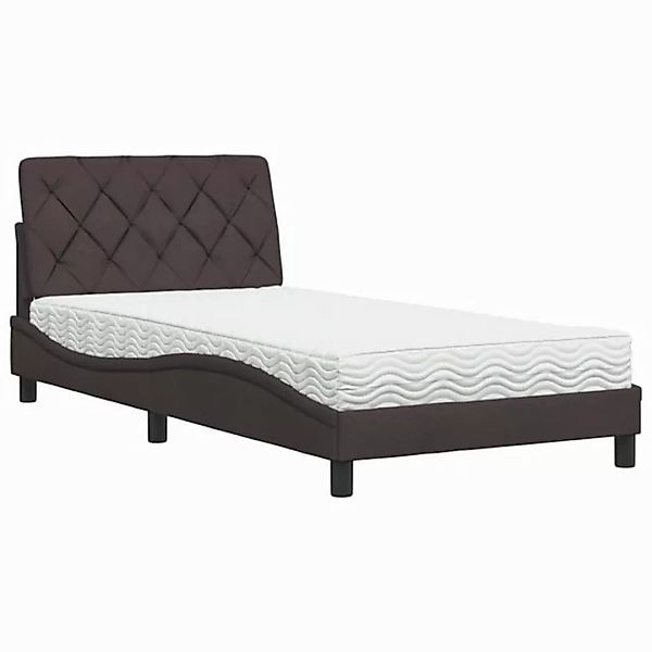 vidaXL Bett Bett mit Matratze Dunkelbraun 100x200 cm Stoff günstig online kaufen