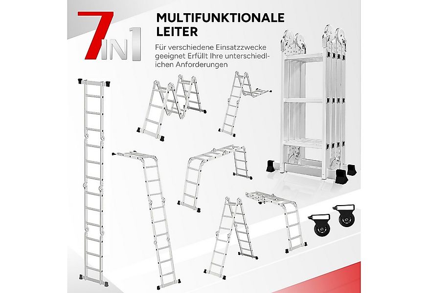 OUTIGO Vielzweckleiter Aluminium Multifunktionsleiter 4x3 Stufen, 3,5M Läng günstig online kaufen