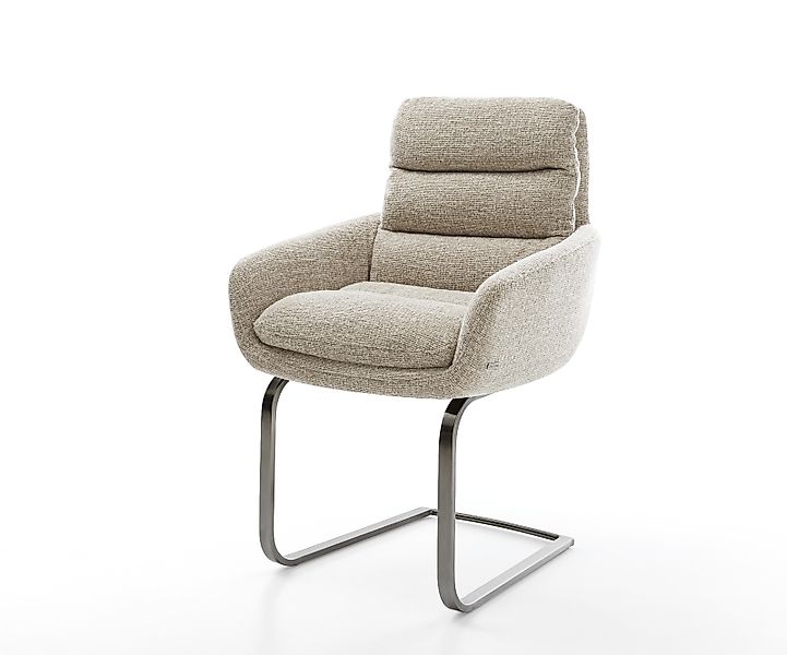 Freischwinger Abelia-Flex mit Armlehnen Webstoff Soft Beige Freischwinger f günstig online kaufen