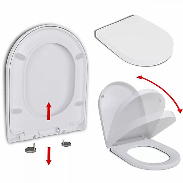 Toilettensitz Mit Absenkautomatik Und Quick-release Weiß Eckig günstig online kaufen