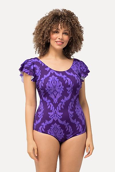 Ulla Popken Badeanzug Badeanzug Ornamente Volant-Schultern günstig online kaufen