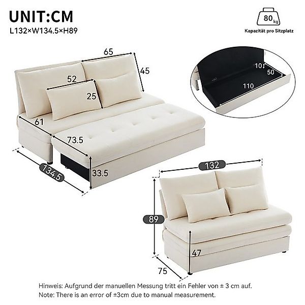 Ulife Sofa Doppelsofa, Polstersofa, klappbares Sofa, mit Schlaffunktion, 1 günstig online kaufen
