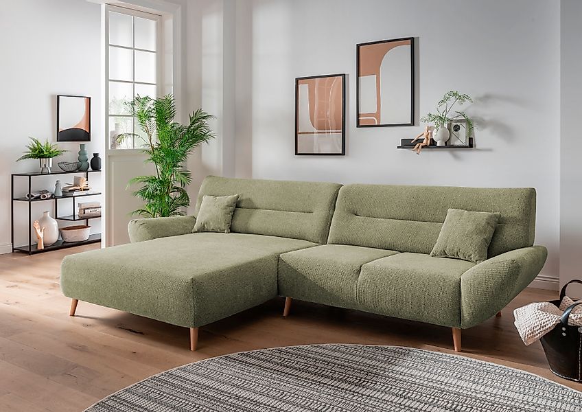 INOSIGN Ecksofa »Drago, elegant und zeitlos, komfortabel, Holzfuß, L-Form«, günstig online kaufen