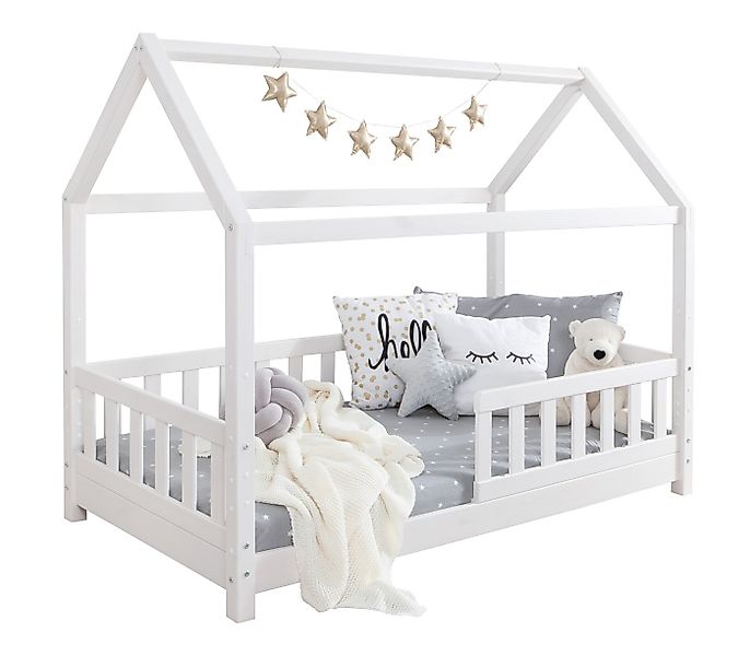 Ticaa Hausbett Kay mit Rausfallschutz aus Kiefer, Kinderbett 80x160, inkl. günstig online kaufen