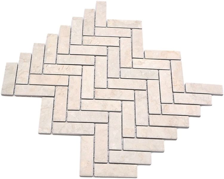 Mosani Mosaikfliesen Fischgrät Mosaikfliese Keramik Steinoptik hellbeige Kü günstig online kaufen