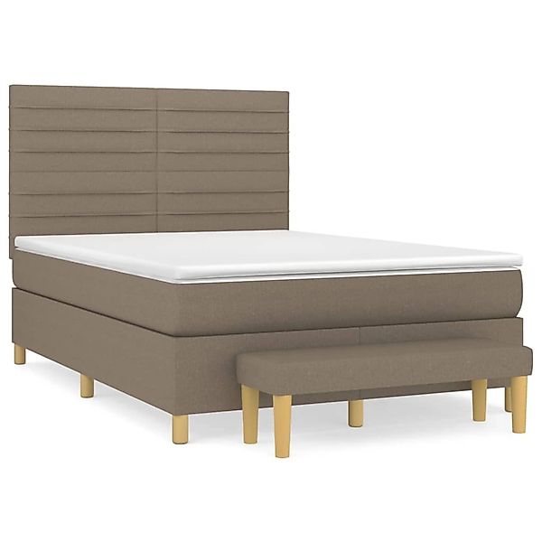 Vidaxl Boxspringbett Mit Matratze Taupe 140x200 Cm Stoff günstig online kaufen