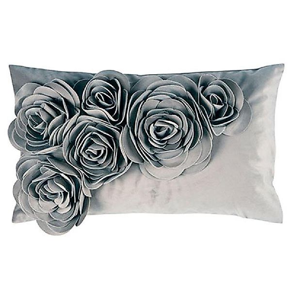 PAD Dekoobjekt Kissenhülle Samt Floral Hellgrau günstig online kaufen