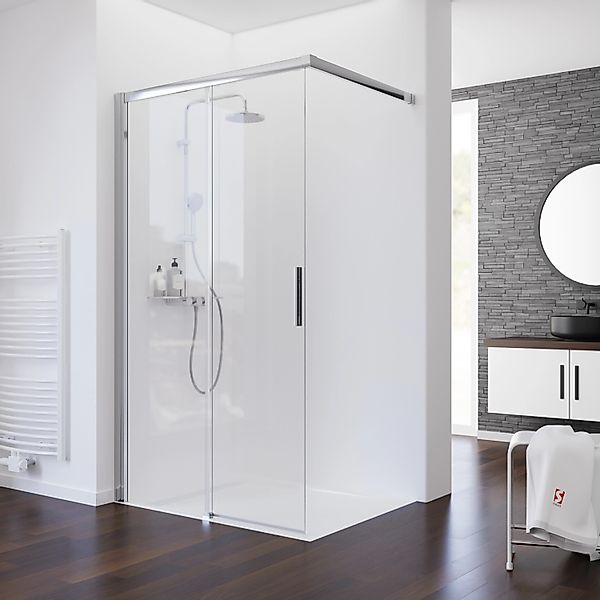 Schulte Schiebetür Walk In Chrom-Optik 140 cm x 200 cm DIN Links günstig online kaufen