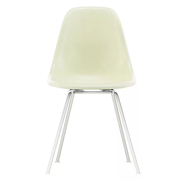 Vitra - Eames Fiberglass Side Chair DSX Gestell weiß - Pergament/Sitzschale günstig online kaufen